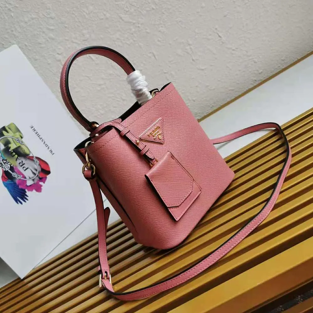 Prada Small Saffiano Leather Prada Panier Bag for Women in Pink Prada Small Saffiano Leather Prada Panier Bag for Women in Pink