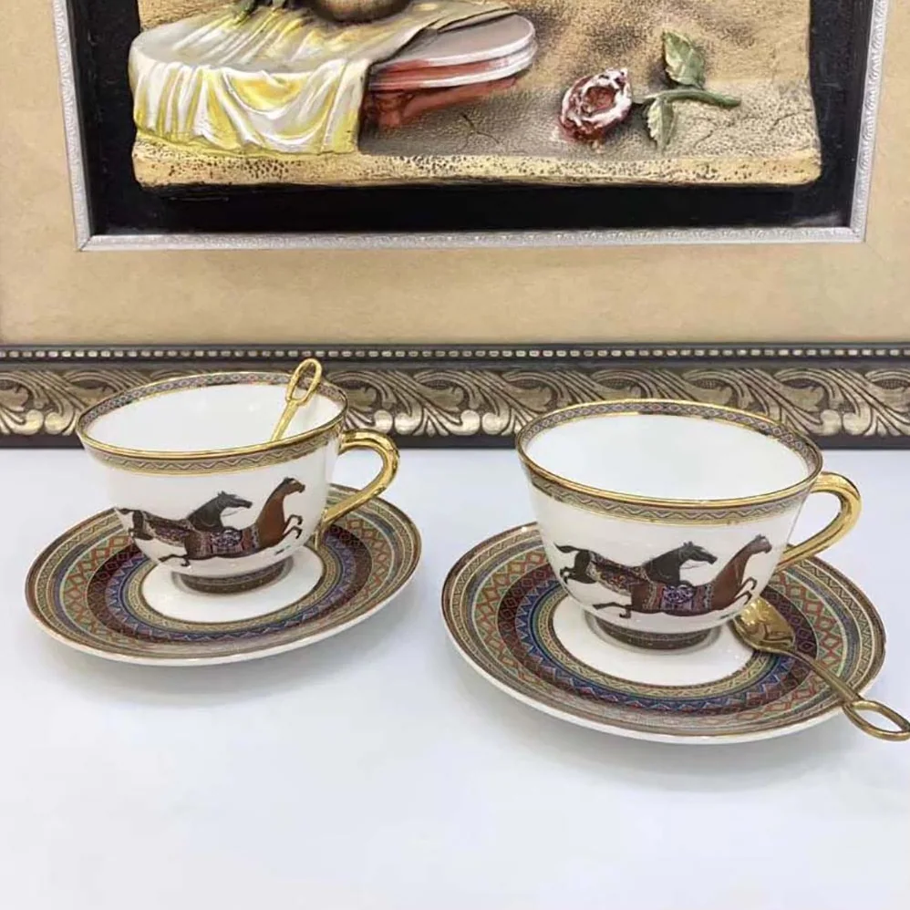 Hermes Cheval D'Orient Tea Cup and Saucer for Unisex Hermes Cheval D'Orient Tea Cup and Saucer for Unisex