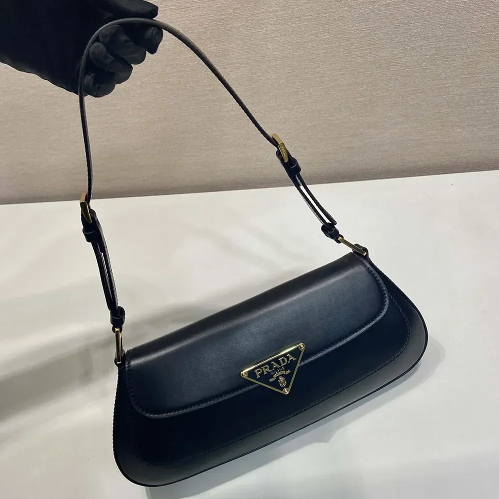Prada Leather Shoulder Bag for Women in Black