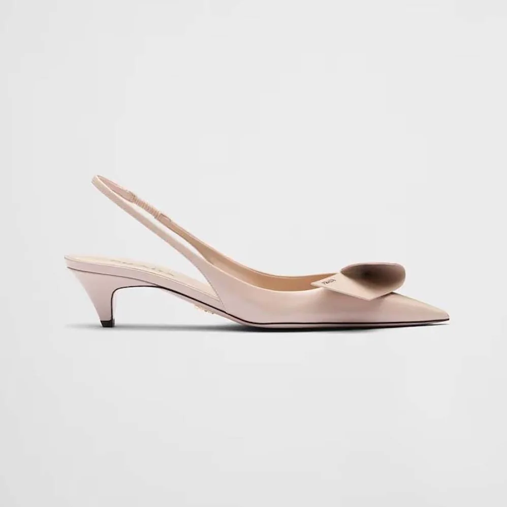 Prada Brushed Leather Slingback Pumps for Women in Pink