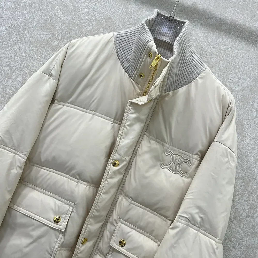 Celine Puffer Jacket In Light Nylon for Women in Beige Celine Puffer Jacket In Light Nylon for Women in Beige