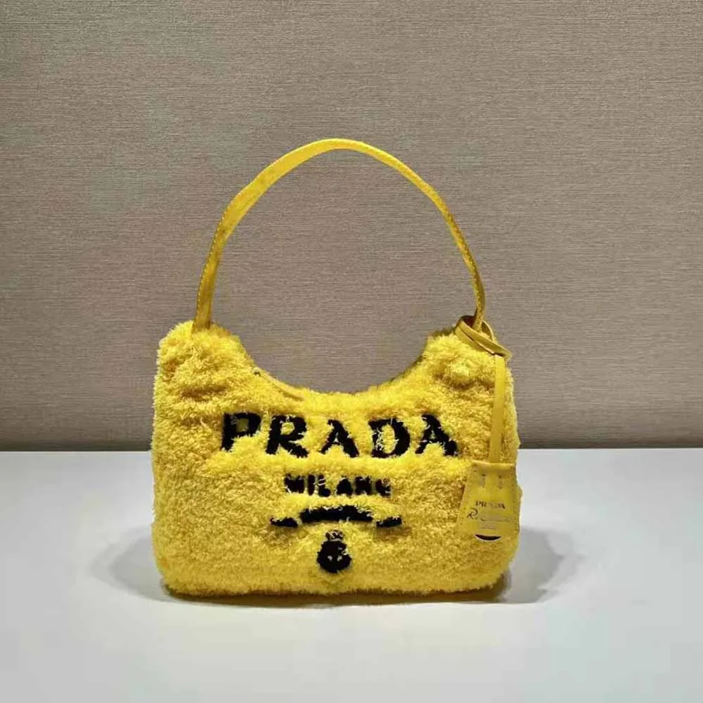 Prada Re-Edition 2000 Terry Mini-Bag for Women in Yellow Prada Re-Edition 2000 Terry Mini-Bag for Women in Yellow