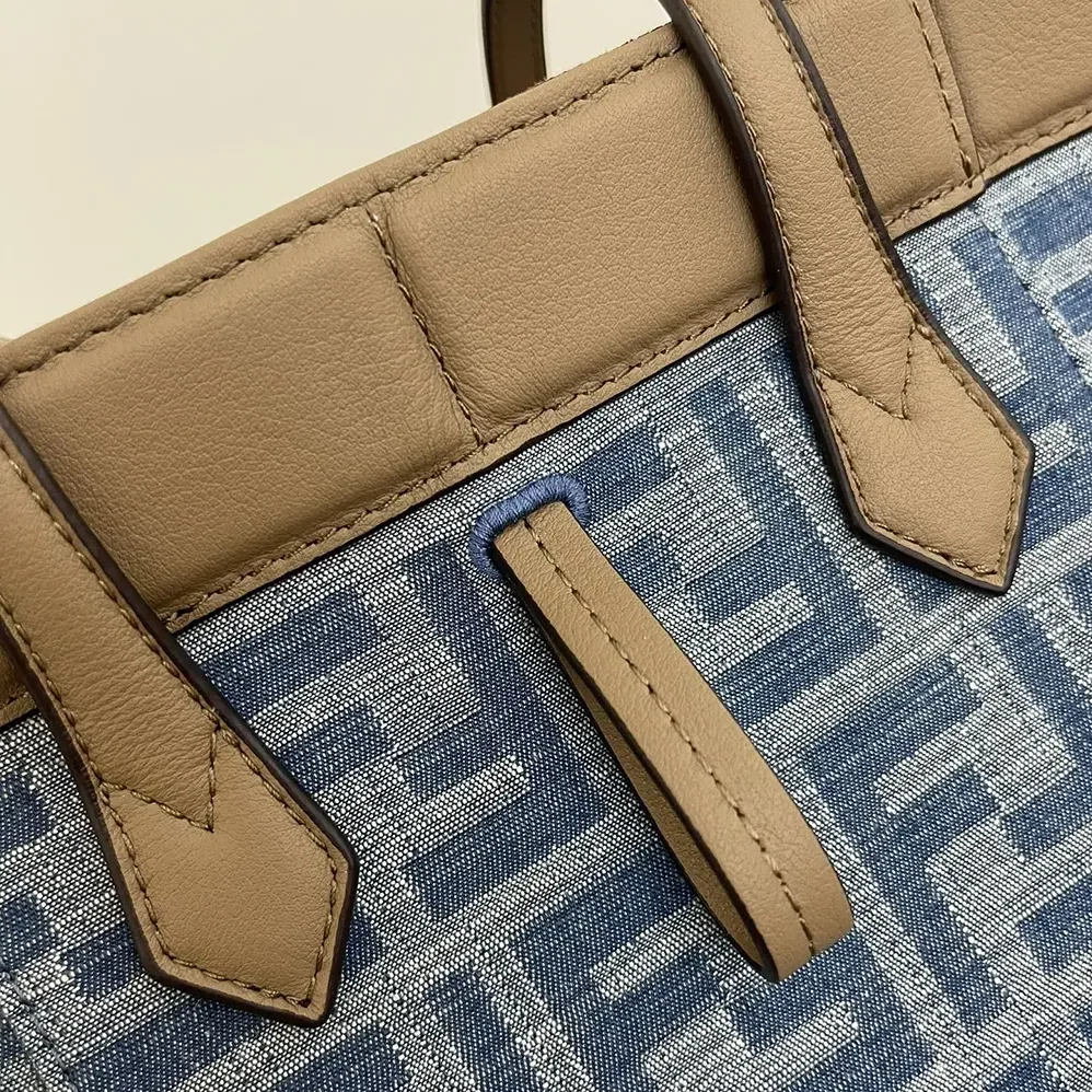 Fendi Origami Mini Light Blue FF Denim Fabric Mini Bag that Can be Transformed for Women