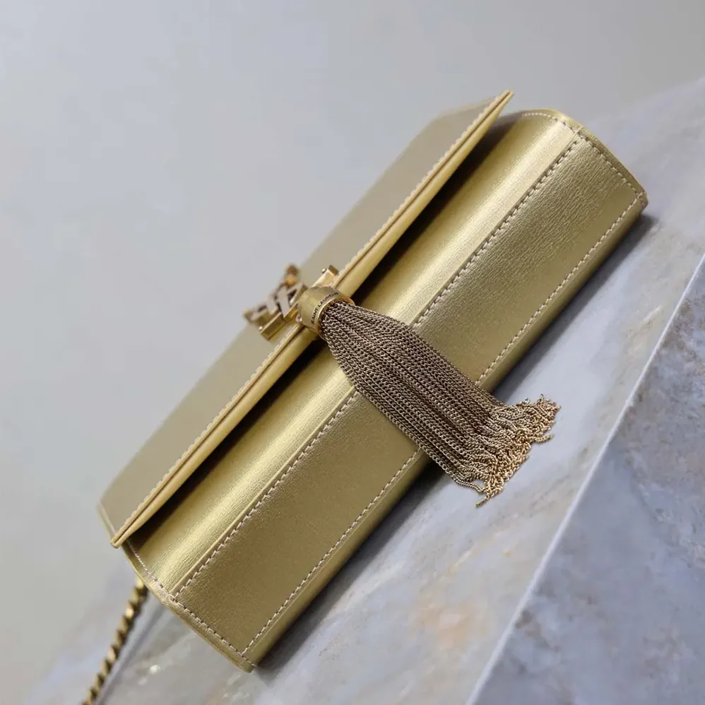 Saint Laurent YSL Kate Small Tassel In Metallic Leather for Women in Gold Saint Laurent YSL Kate Small Tassel In Metallic Leather for Women in Gold