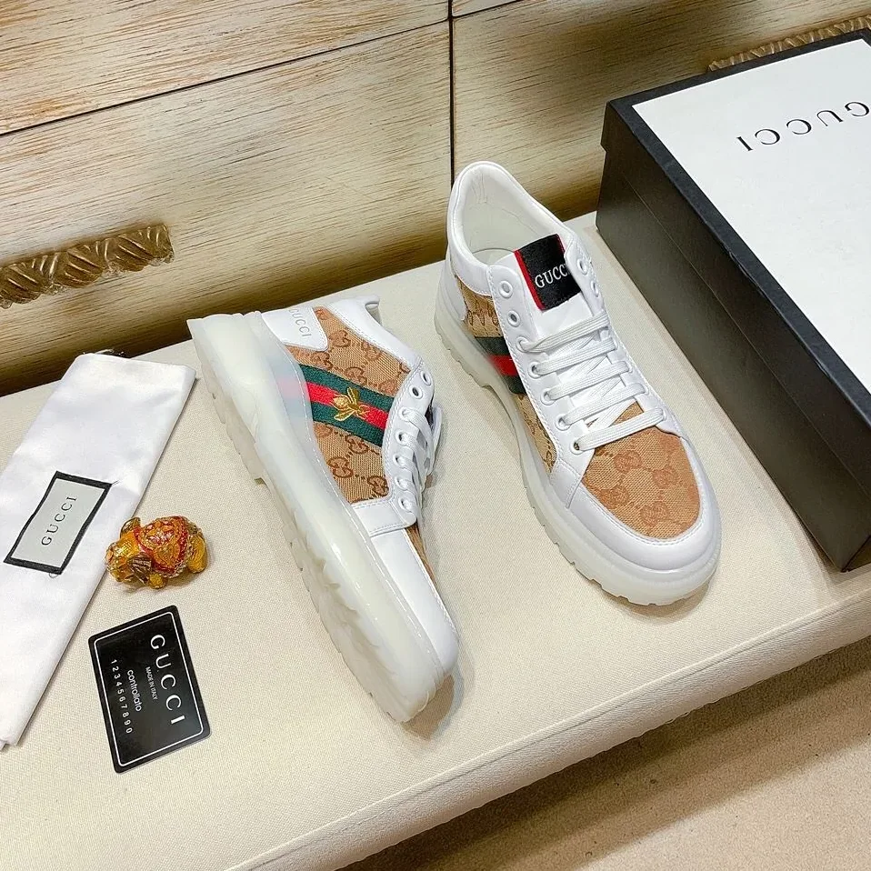 Gucci GG With Web And Bee High Top Sneaker White for Men