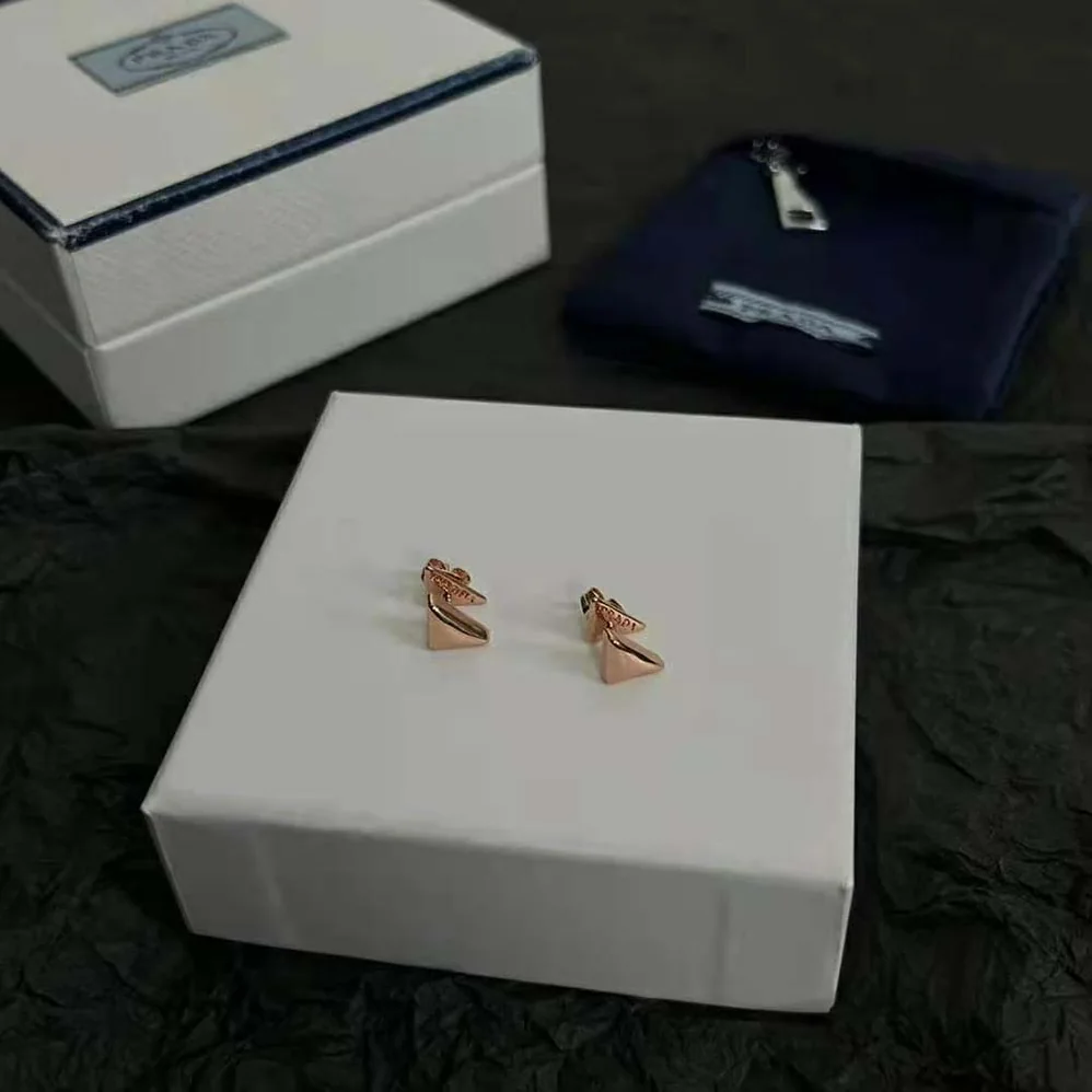 Prada Eternal Gold Nano Triangle Mono Earring in Pink Gold for Women Prada Eternal Gold Nano Triangle Mono Earring in Pink Gold for Women