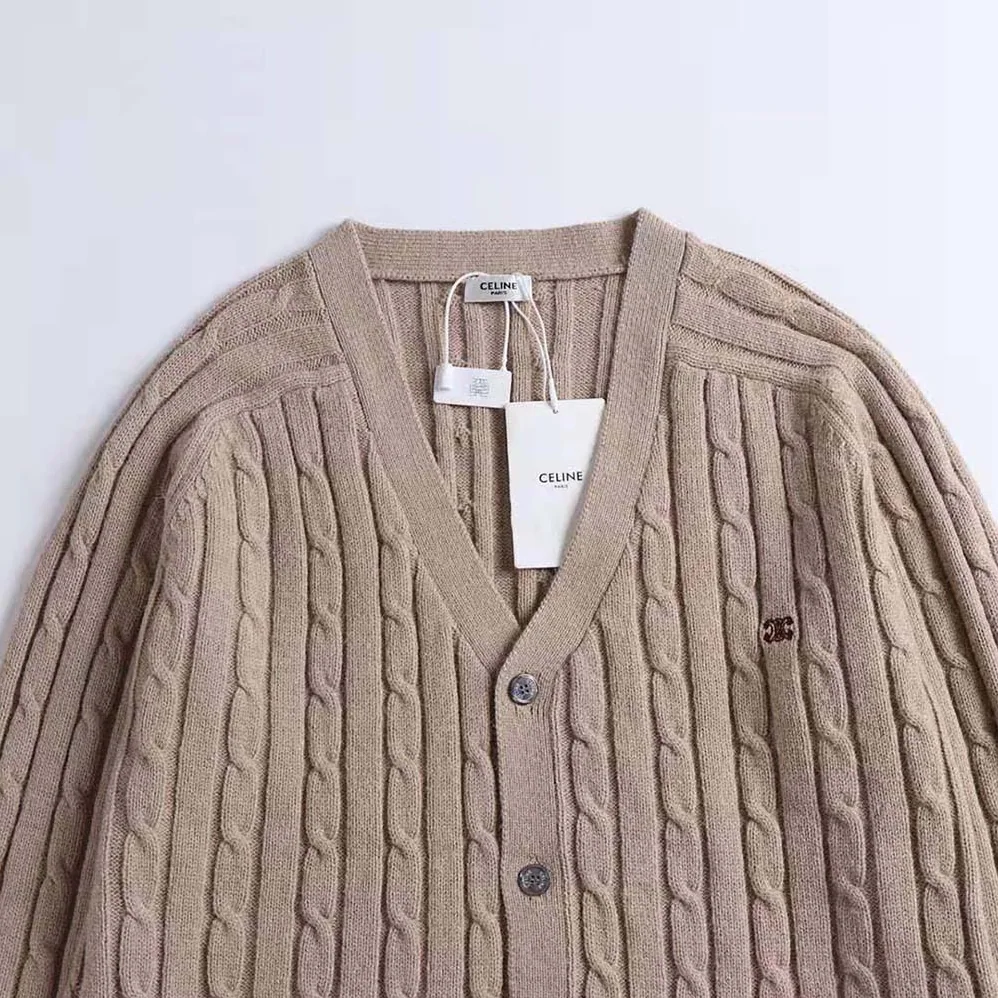 Celine Cable-knit Triomphe Cardigan in Cashmere for Women