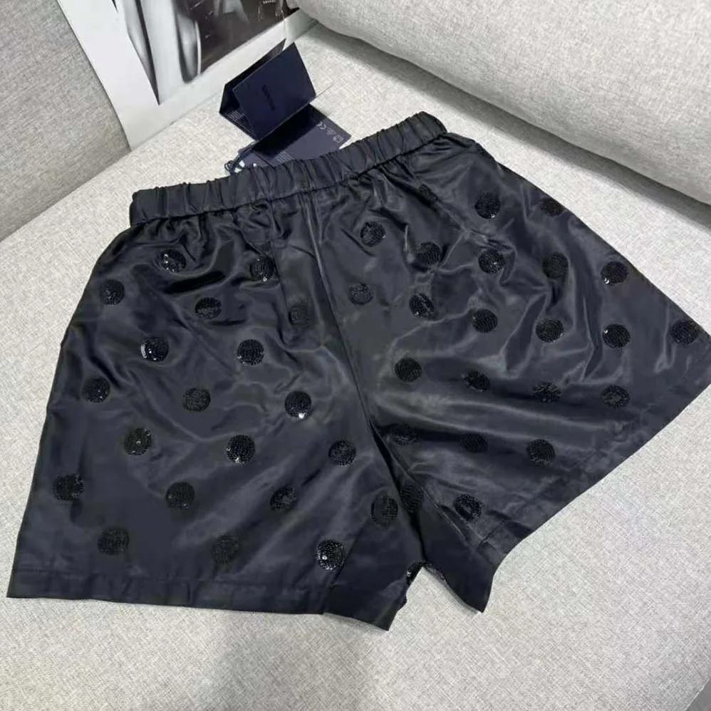 Prada Re-Nylon Sequin Shorts for Women in Black