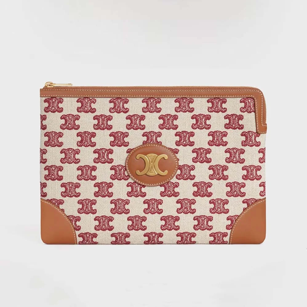 Celine Small Pouch in Textile with Triomphe Embroidery for Women