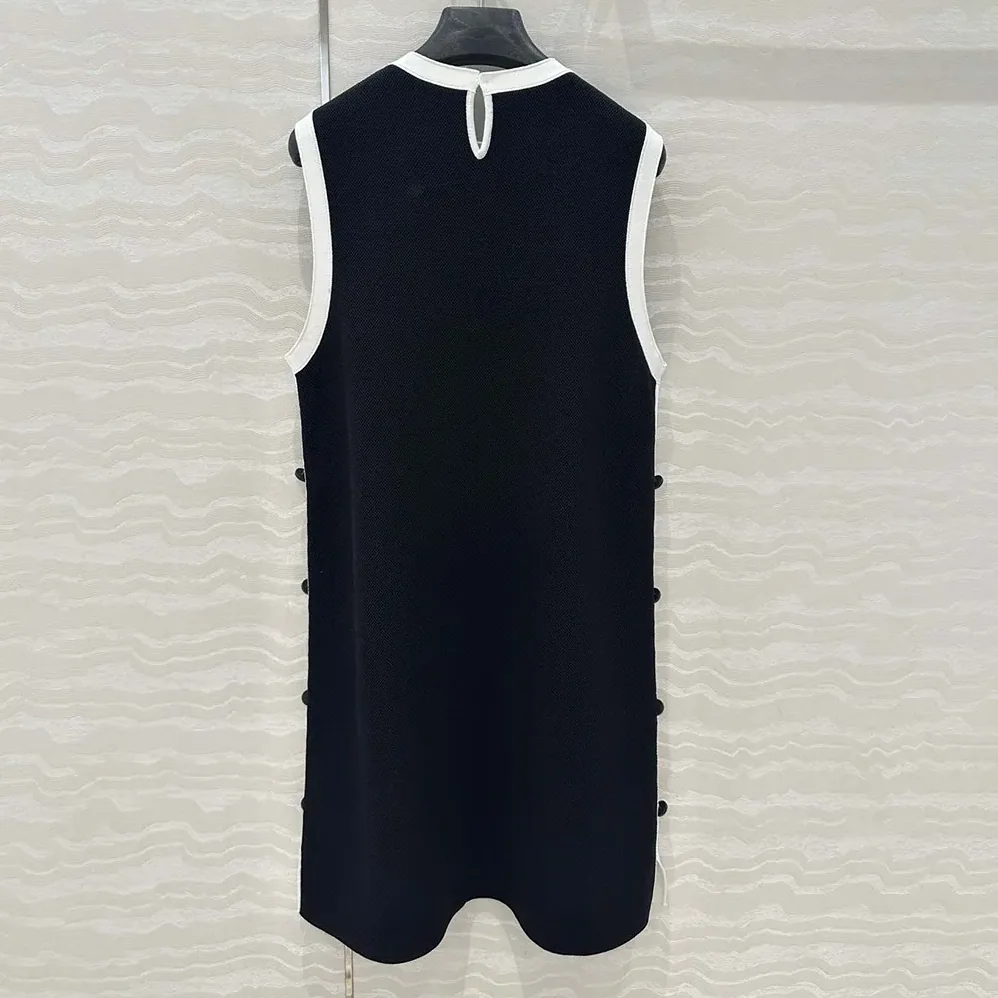 Dior Dioriviera Short Straight Dress Black and Ecru Technical Knit for Women