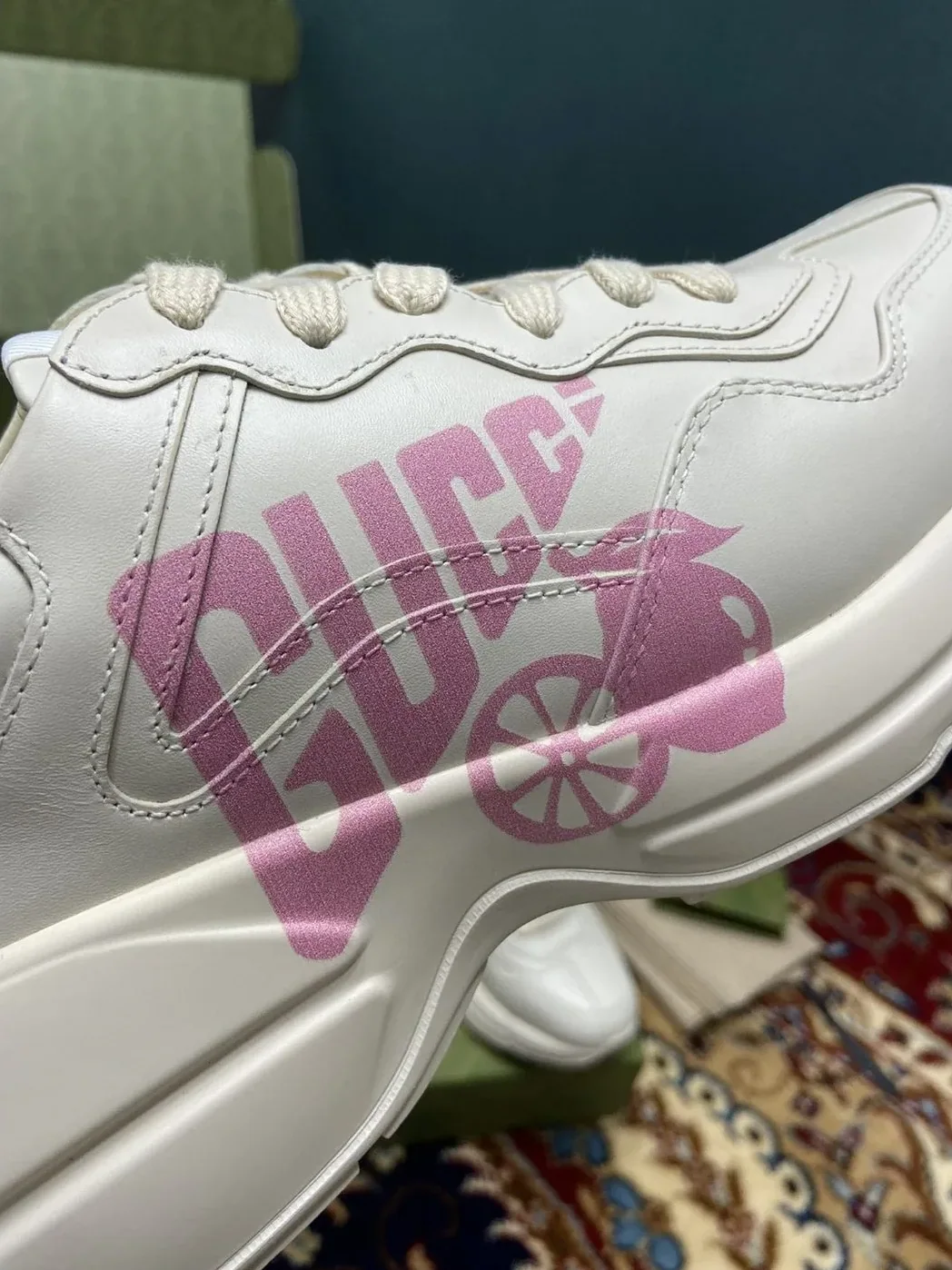 Gucci Rhyton Sneakers With Lemon Gucci White Ivory for Women Gucci Rhyton Sneakers With Lemon Gucci White Ivory for Women