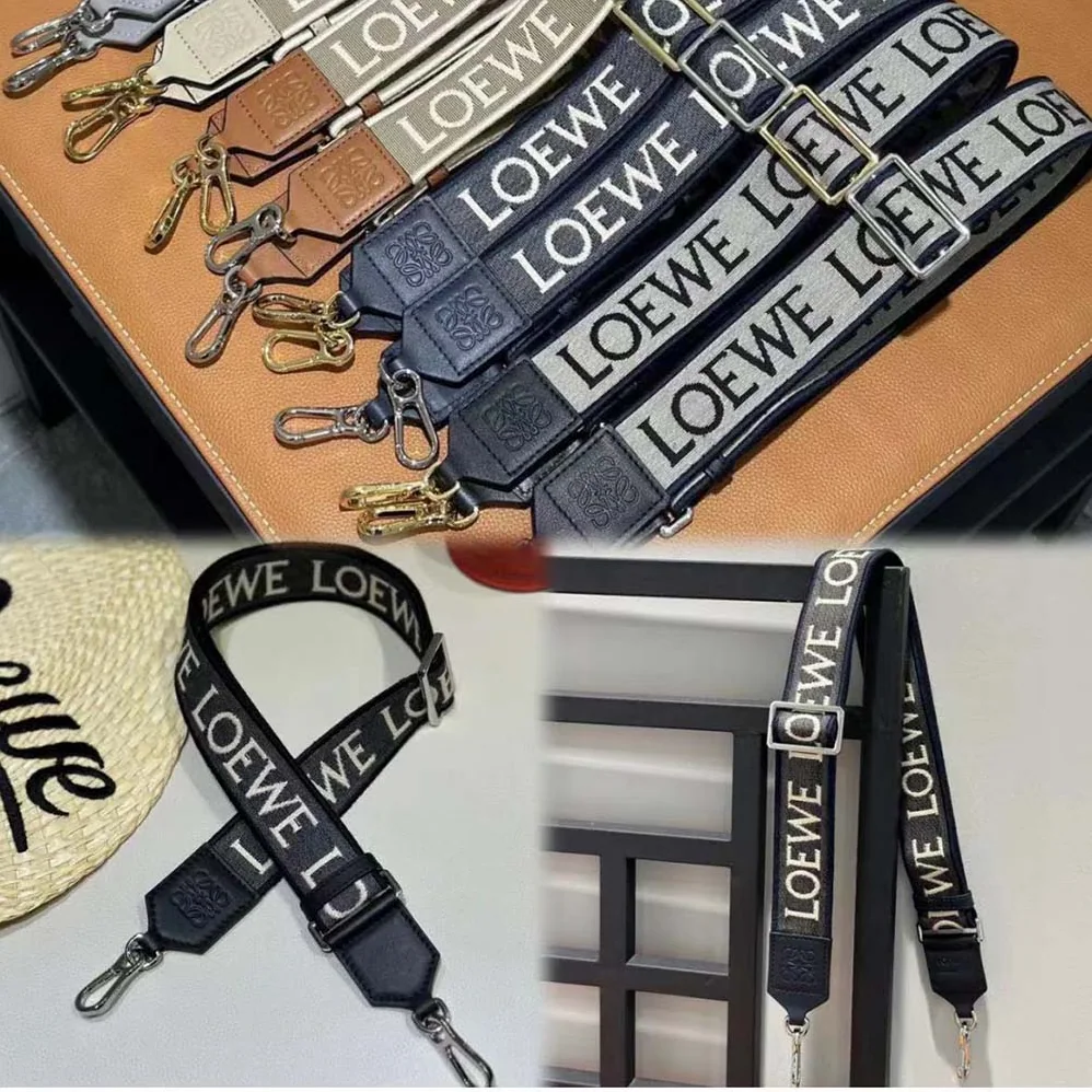Loewe Anagram Strap in Jacquard and Calfskin for Women in Tan Loewe Anagram Strap in Jacquard and Calfskin for Women in Tan