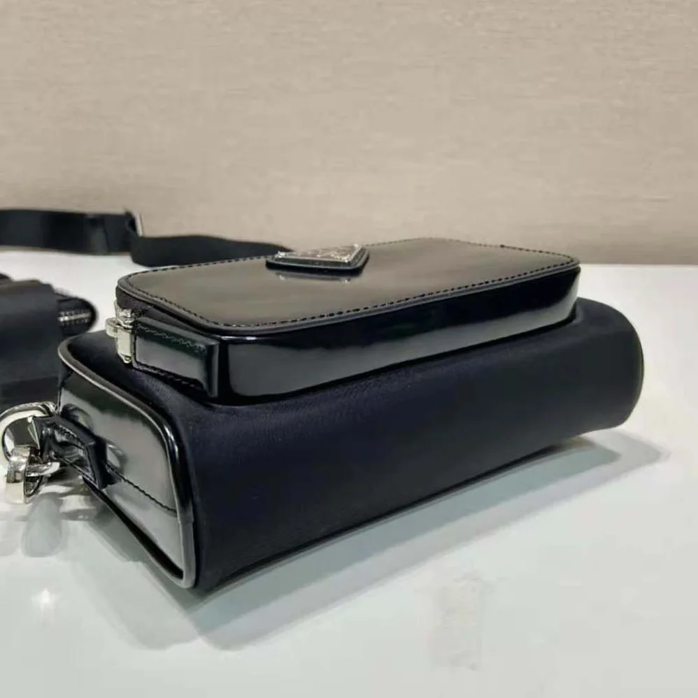 Prada Re-Nylon and Brushed Leather Shoulder Bag for Men in Black Prada Re-Nylon and Brushed Leather Shoulder Bag for Men in Black