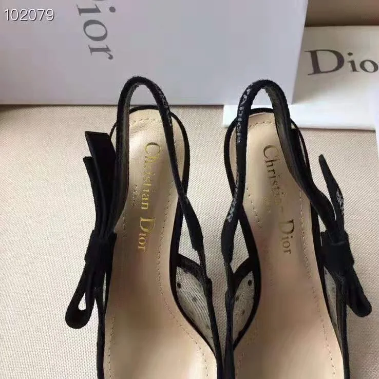 Dior J'adior Pump Dotted Swiss Tulle Rhinestones 10 cm Heel for Women in Black