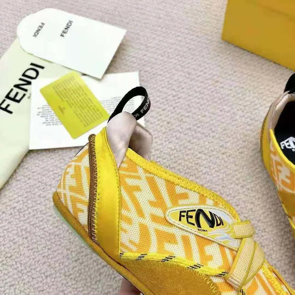 Fendi Flex Yellow Suede Sneakers for Women