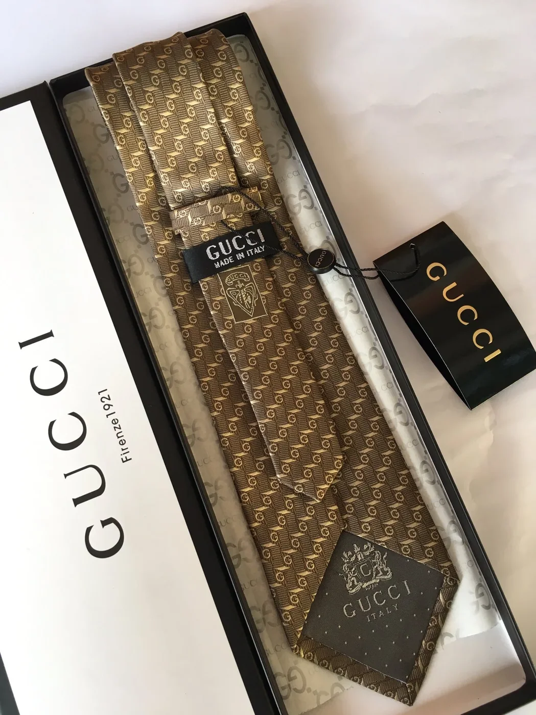 Gucci G Silk Jacquard Tie Yellow Copper GG for Men
