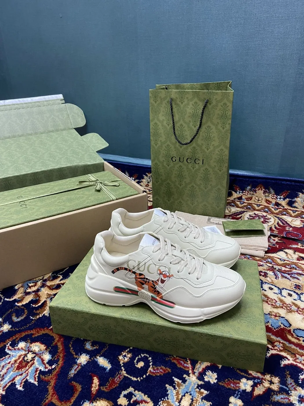Gucci Rhyton Sneakers With Gucci Tiger White Ivory for Men