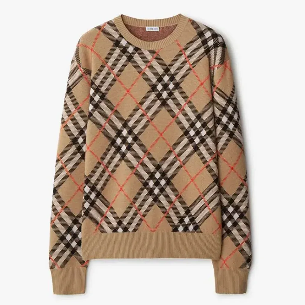Burberry Check Wool Blend Sweater for Women Burberry Check Wool Blend Sweater for Women