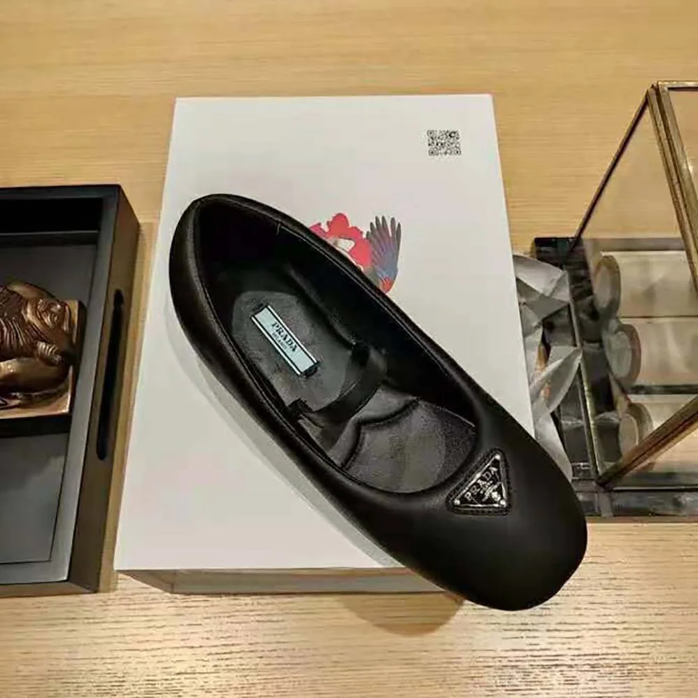 Prada Soft Padded Nappa Leather Ballerinas for Women in Black