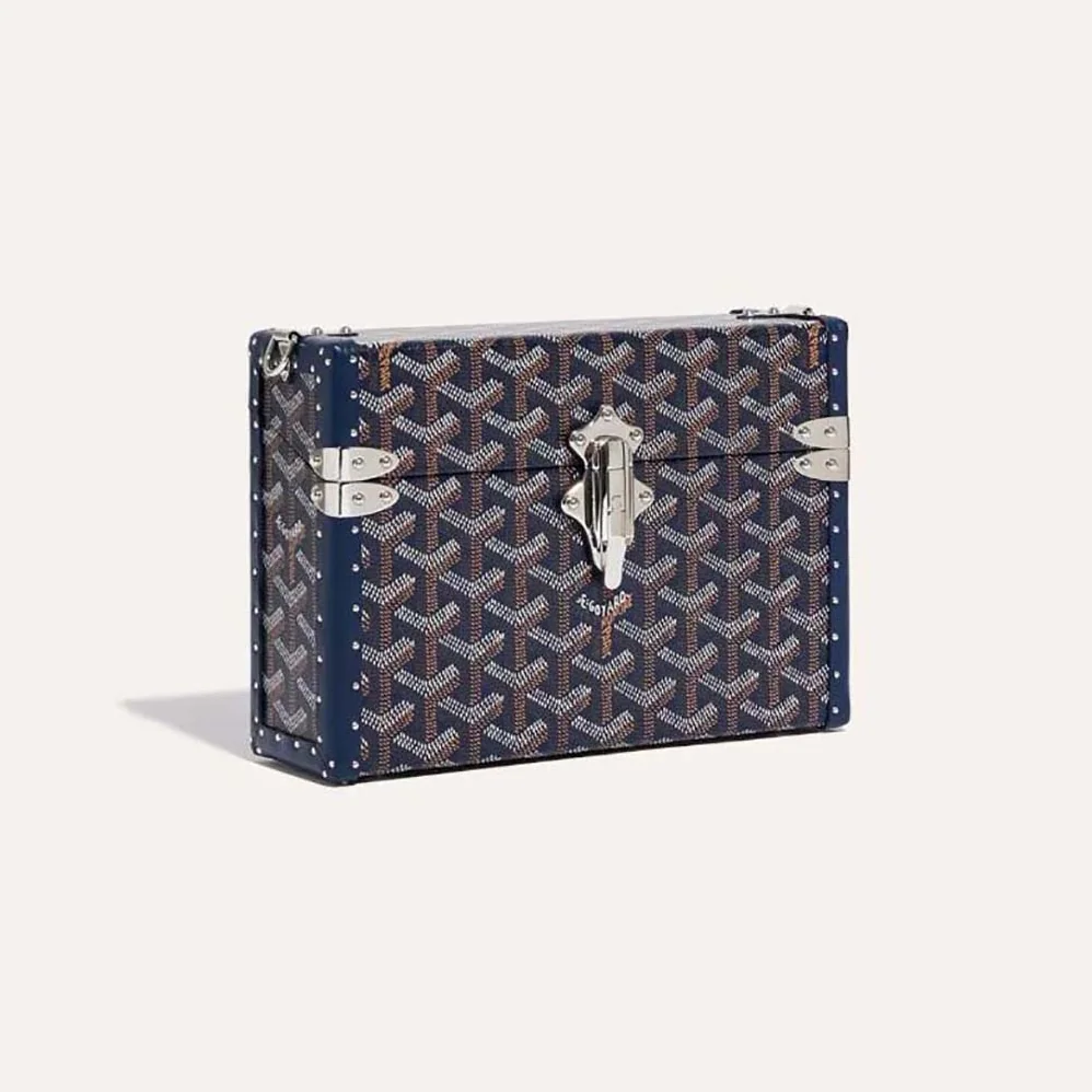 Goyard Cassette Trunk Bag in Goyardine Canvas & Clamecy Cowhide for Women in Navy Goyard Cassette Trunk Bag in Goyardine Canvas & Clamecy Cowhide for Women in Navy