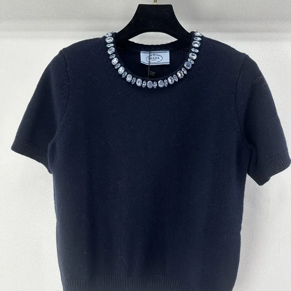 Prada Wool And Cashmere Crew-Neck Sweater for Women in Navy