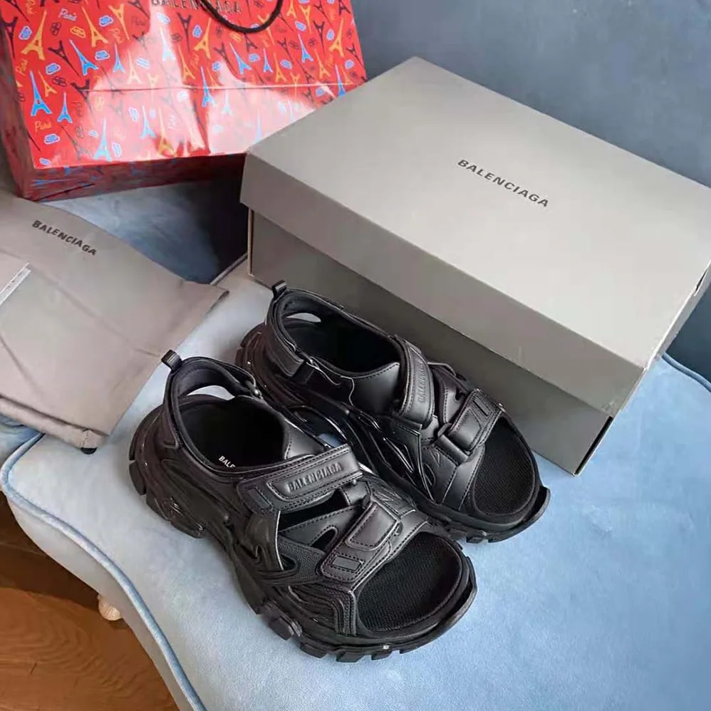 Balenciaga Track Sandal in Black Neoprene and Rubber for Women