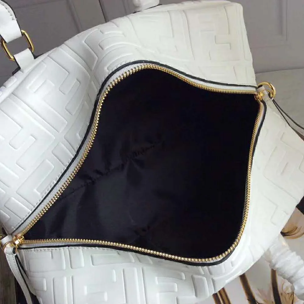 Fendi Small Boston Leather Bag in Large Size for Women in White Fendi Small Boston Leather Bag in Large Size for Women in White
