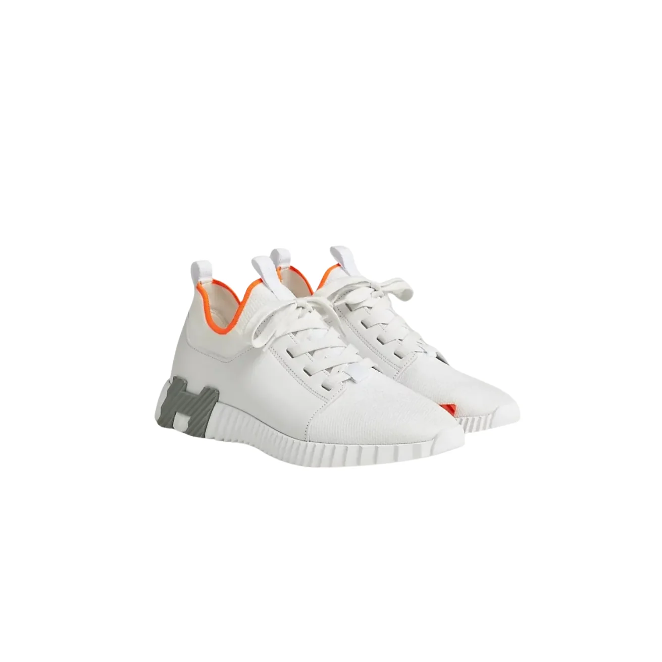 Hermes Depart Slip in On Sneakers White/ Orange