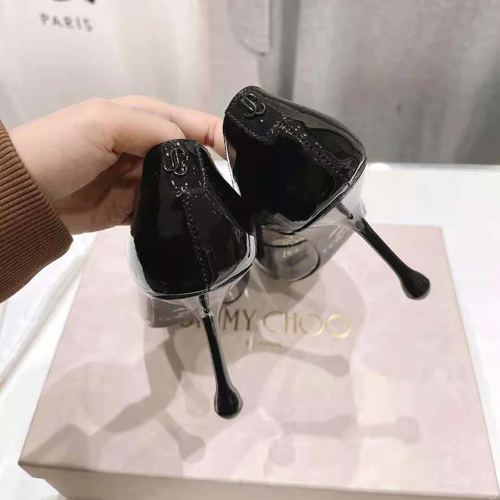 Jimmy Choo Ixia 95 Black Patent Leather Pumps-IXIA95PAT for Women