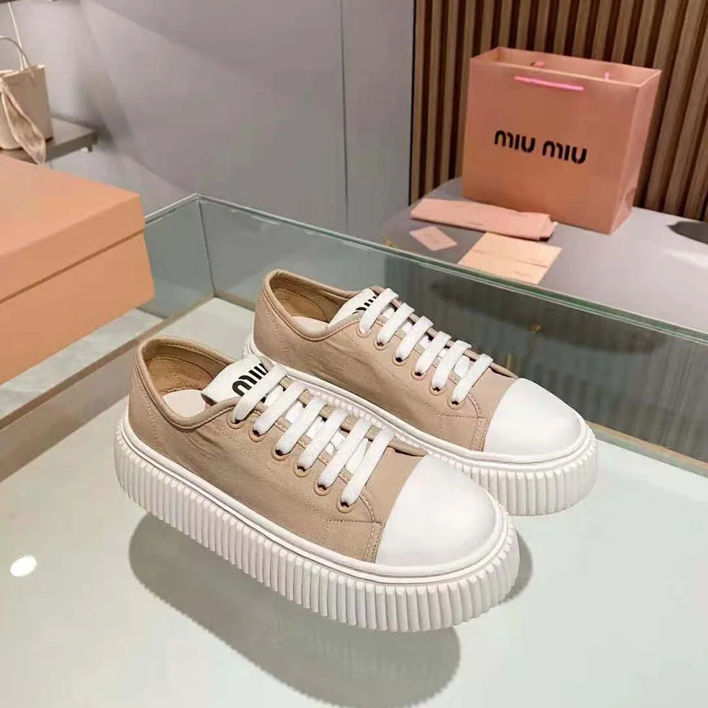 Miu Miu Denim Sneakers EVA Sole with Logo for Women in Pink Miu Miu Denim Sneakers EVA Sole with Logo for Women in Pink