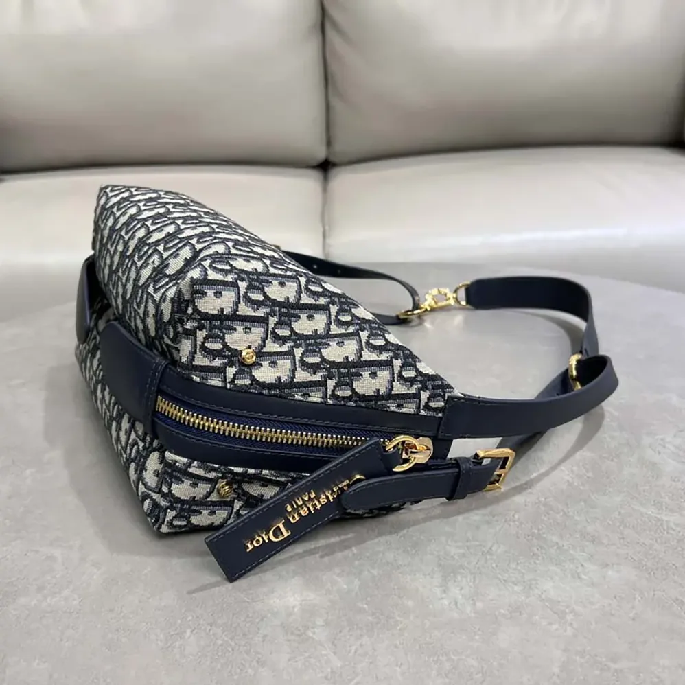 Dior Small D-Journey Bag Blue Dior Oblique Jacquard for Women