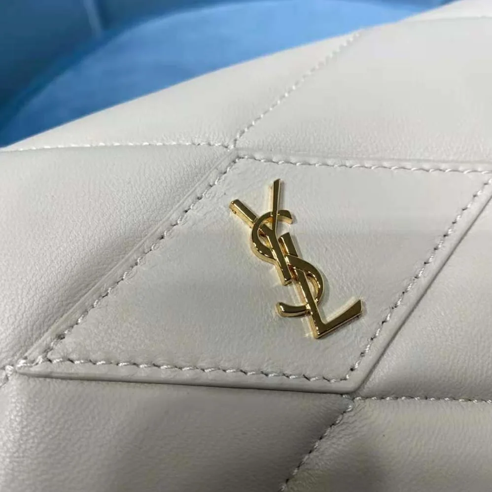 Saint Laurent YSL Sade Puffer Envelope Clutch in Lambskin for Women in White
