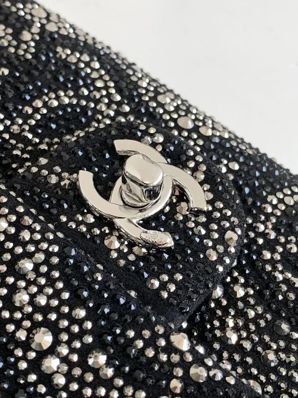 Chanel Paris Double Flap Bag Small Crossbody in Black Silver Hardware