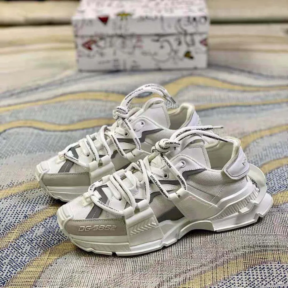 Dolce Gabbana D&G Mixed-Materials Space Sneakers for Unisex in White Dolce Gabbana D&G Mixed-Materials Space Sneakers for Unisex in White