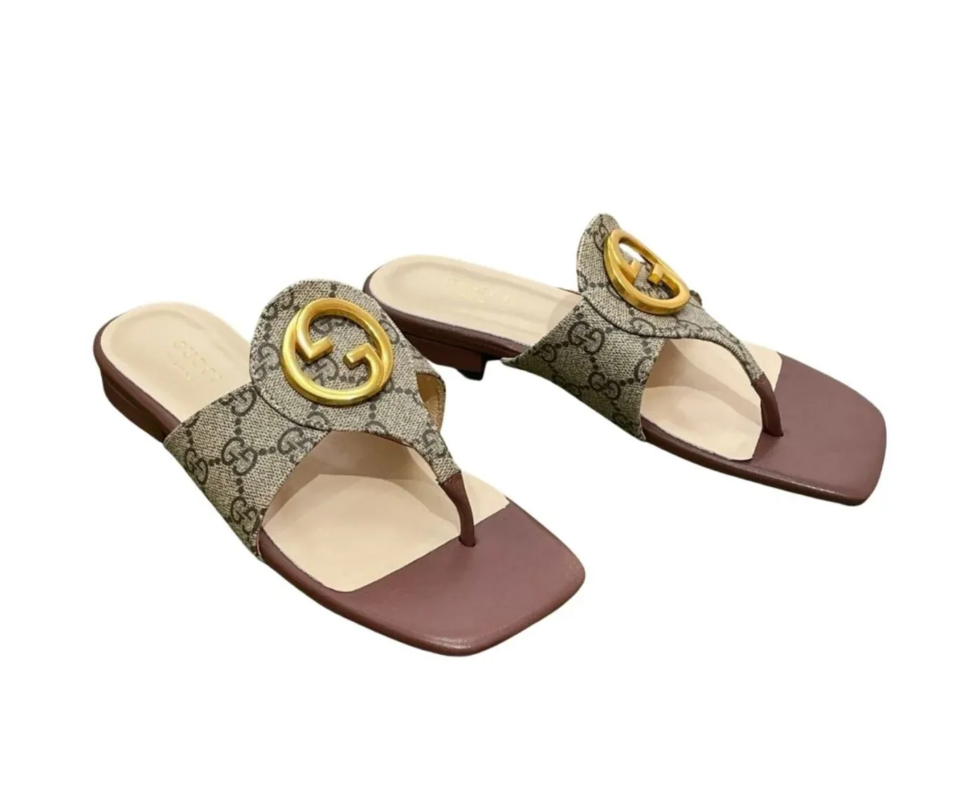 Gucci Blondie Thong Sandal In Monogram Brown Gucci Blondie Thong Sandal In Monogram Brown