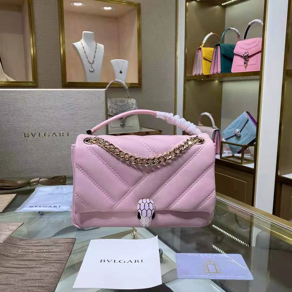 Bvlgari Serpenti Cabochon Shoulder Bag for Women in Pink