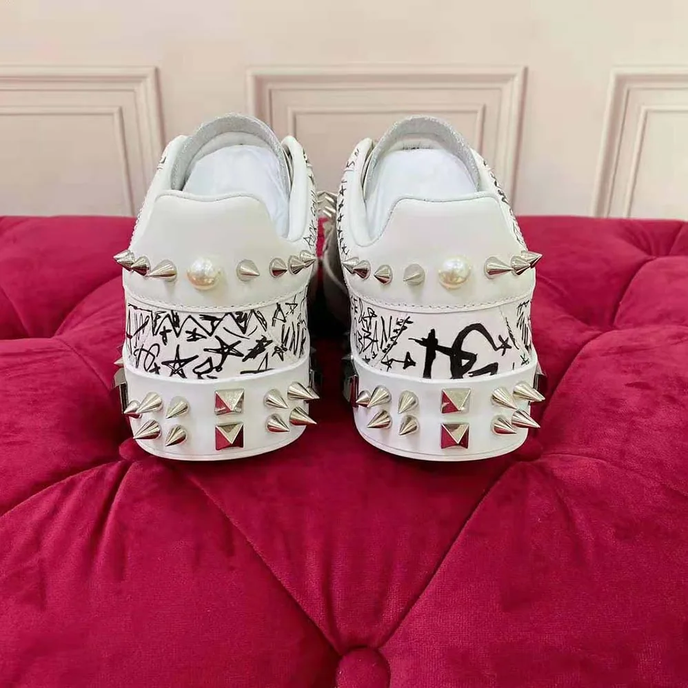 Dolce Gabbana D&G Calfskin Nappa Portofino Sneakers with Studs for Unisex in White Dolce Gabbana D&G Calfskin Nappa Portofino Sneakers with Studs for Unisex in White