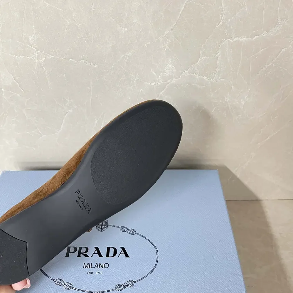 Prada Suede Ballerinas for Women in Brown Prada Suede Ballerinas for Women in Brown