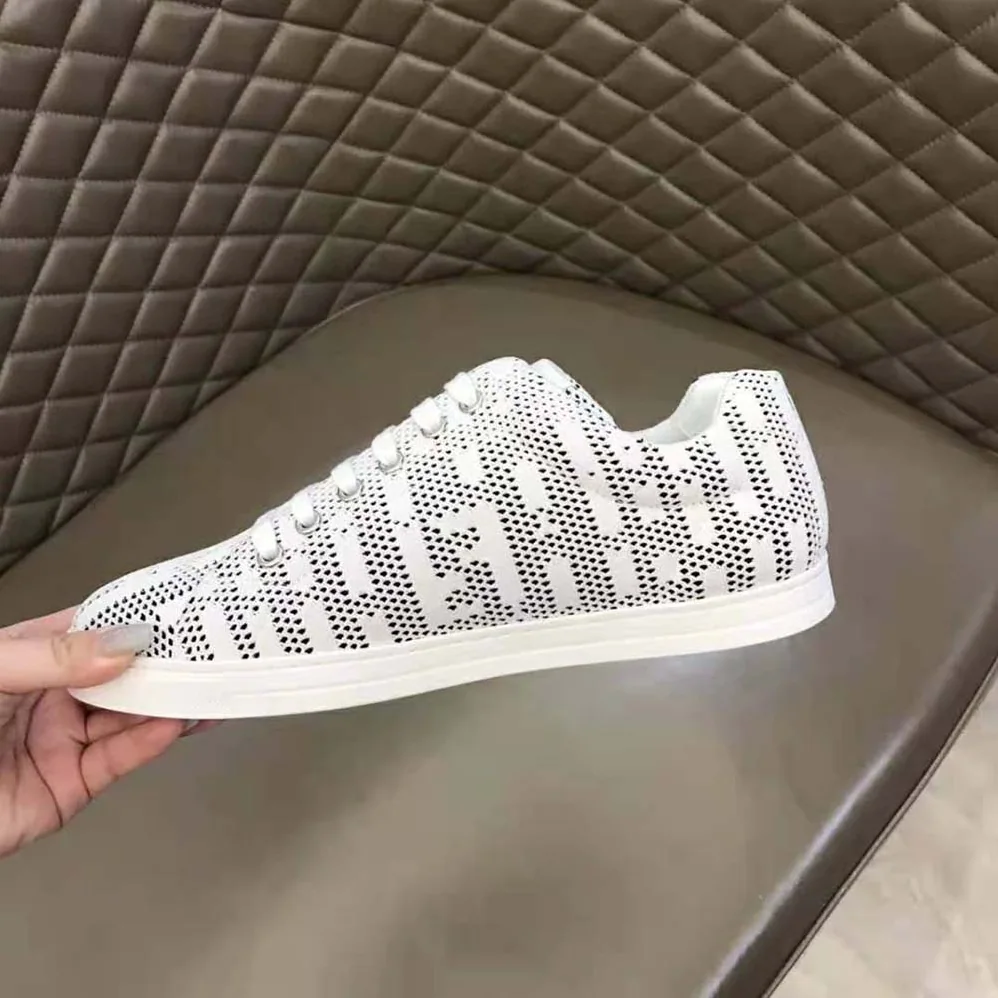Fendi Lace-up Sneakers White Mesh Low for Men in Tops
