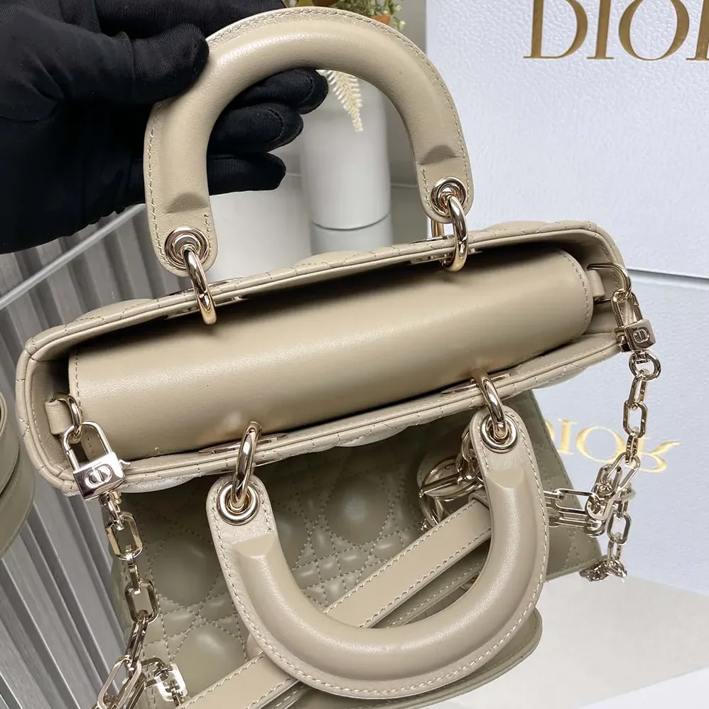 Dior Small Lady D-Joy Bag Biscuit Cannage Lambskin for Women