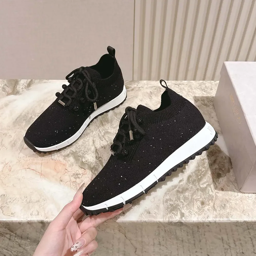 Jimmy Choo Veles Black Sequin Knit Trainers for Women