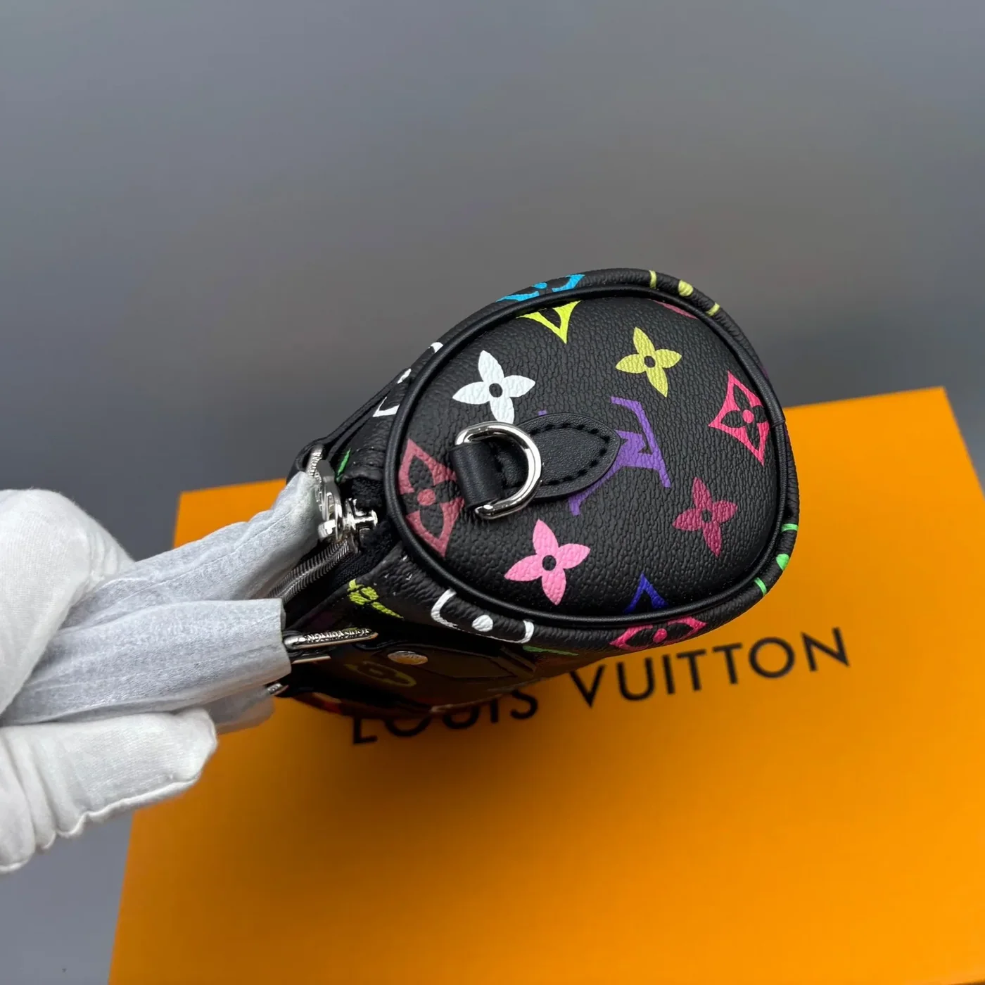 Louis Vuitton LV x TM Nano Speedy Top Handle Bag in Multicolore Noir Silver Hardware Louis Vuitton LV x TM Nano Speedy Top Handle Bag in Multicolore Noir Silver Hardware