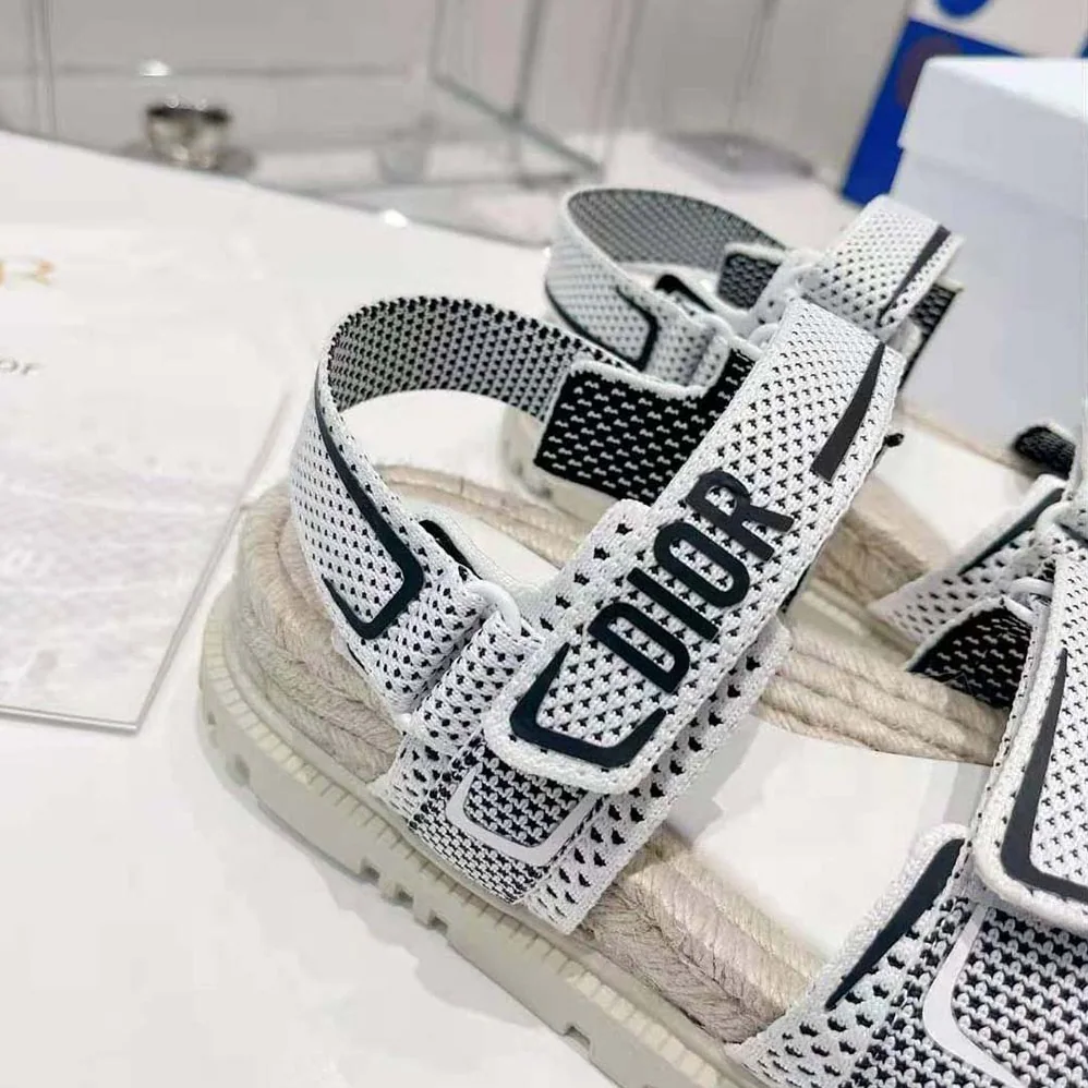 Dior Dioract Sandal White and Black Technical Mesh and Rubber for Women