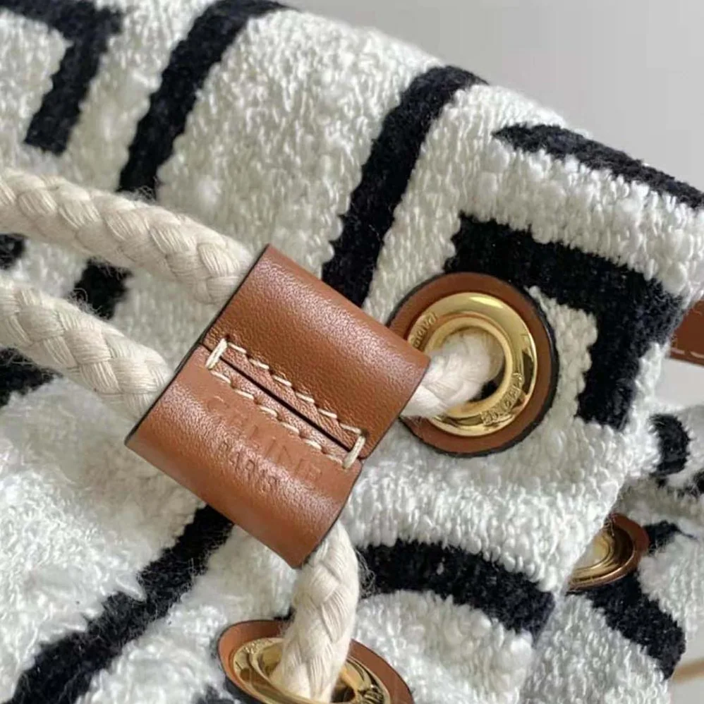 Celine Teen Drawstring in Textile with Celine All for Women in Over and Calfskin Celine Teen Drawstring in Textile with Celine All for Women in Over and Calfskin