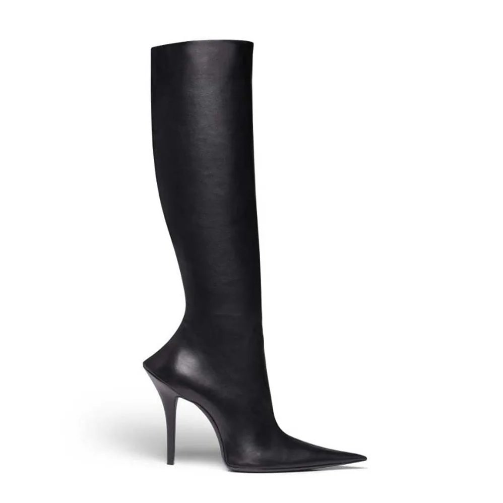 Balenciaga Witch 110mm Boot in Black Shiny Soft Sheepskin for Women
