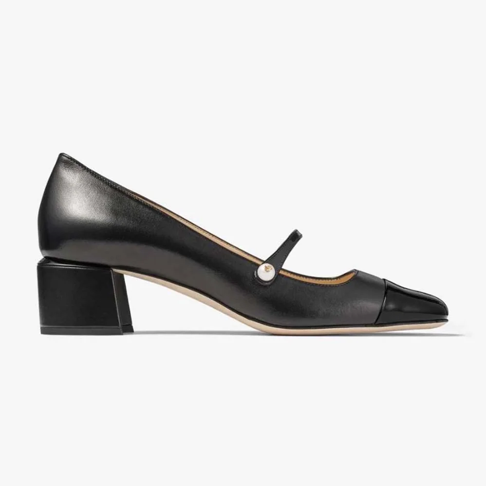 Jimmy Choo Elisa 45 Black Nappa and Patent Leather Pumps for Women Jimmy Choo Elisa 45 Black Nappa and Patent Leather Pumps for Women