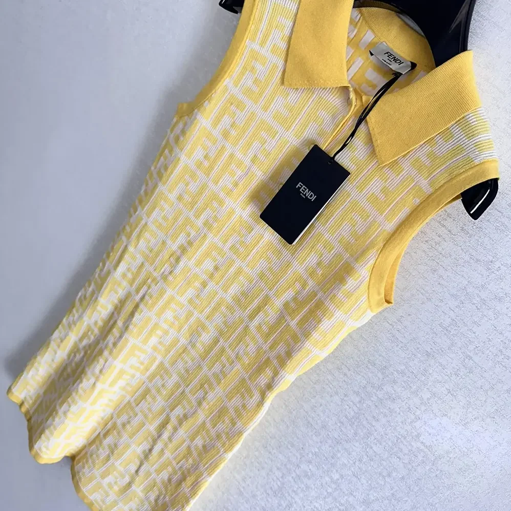 Fendi Golden Yellow FF Cotton Dress for Women