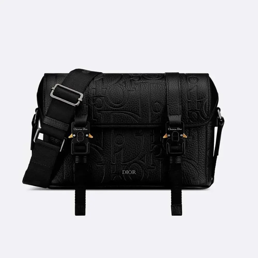 Dior Hit the Road Messenger Bag with Flap Black Dior Gravity Leather for Men