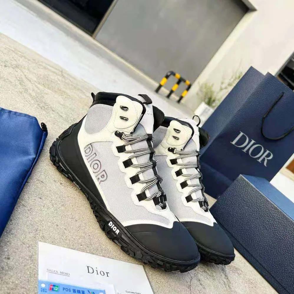 Dior Diorizon Hiking Boot Gray Technical Mesh and Black Rubber for Men Dior Diorizon Hiking Boot Gray Technical Mesh and Black Rubber for Men
