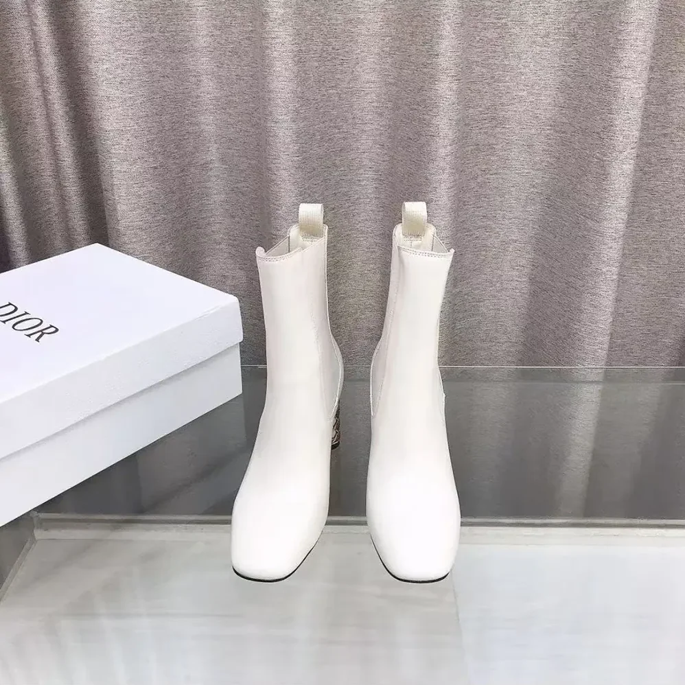 Dior Icon Heeled Ankle Boot White Calfskin for Women Dior Icon Heeled Ankle Boot White Calfskin for Women